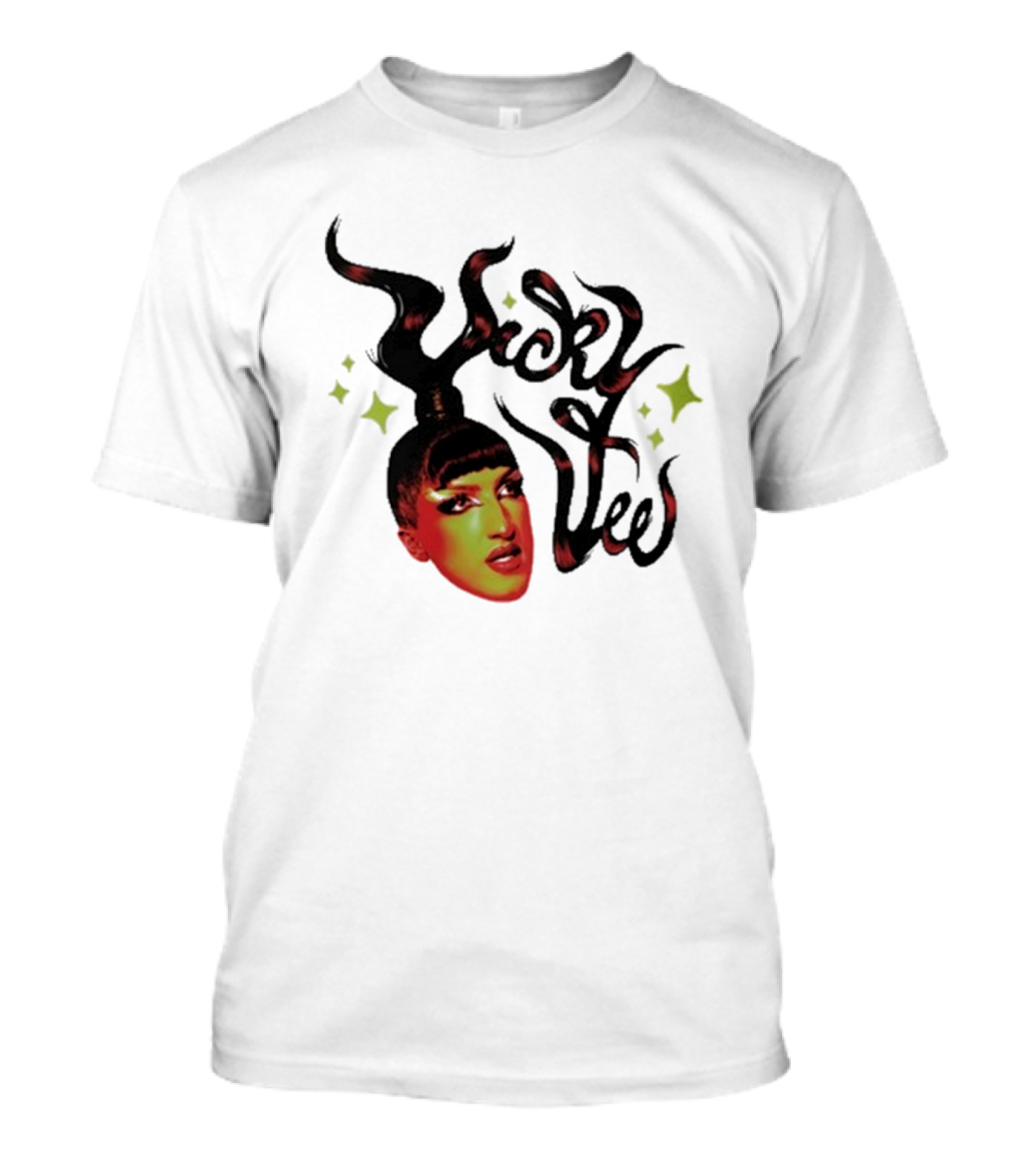 Vicky Vee Stylized Hair And Glittery Accents T-Shirt