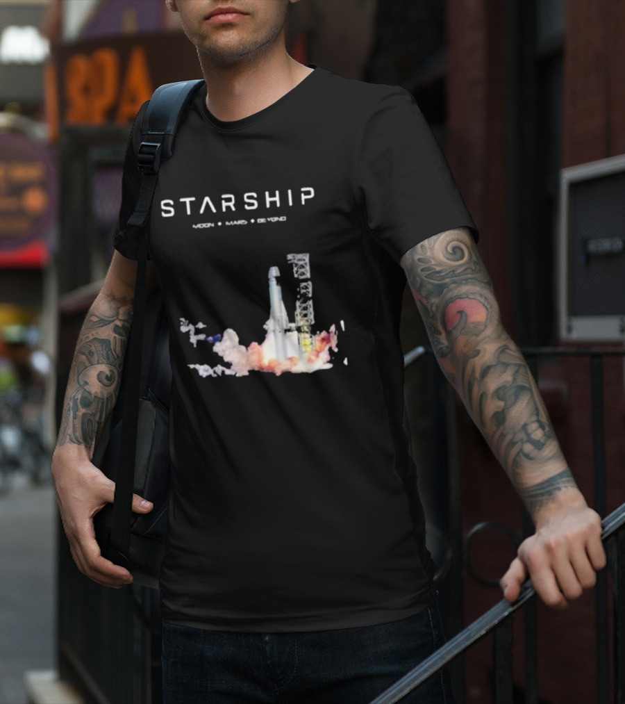 Starship Moon Mars Beyond 2025 Launch Rocket Vision T-Shirt