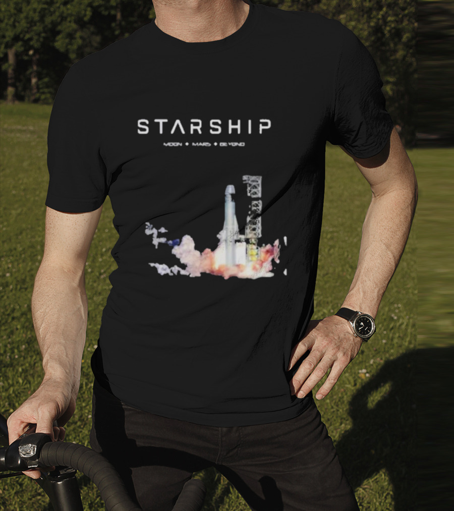 Starship Moon Mars Beyond 2025 Launch Rocket Vision T-Shirt