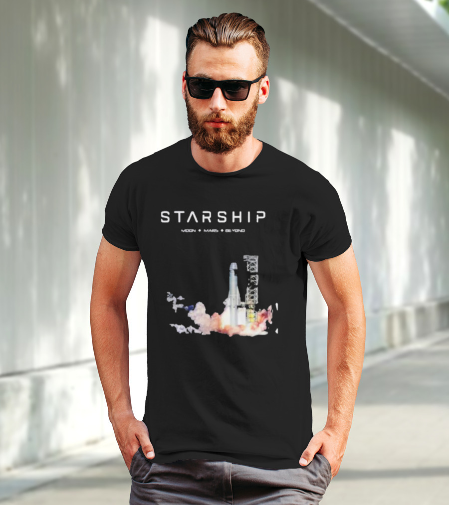 Starship Moon Mars Beyond 2025 Launch Rocket Vision T-Shirt