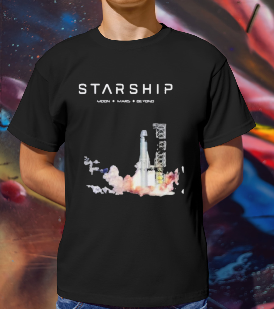 Starship Moon Mars Beyond 2025 Launch Rocket Vision T-Shirt