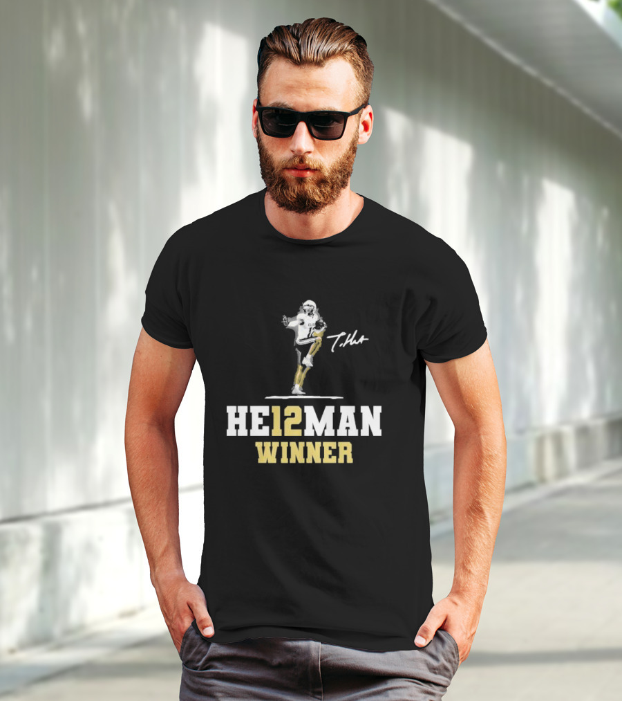 HE12MAN Winner Travis Hunter Signature Football T-Shirt