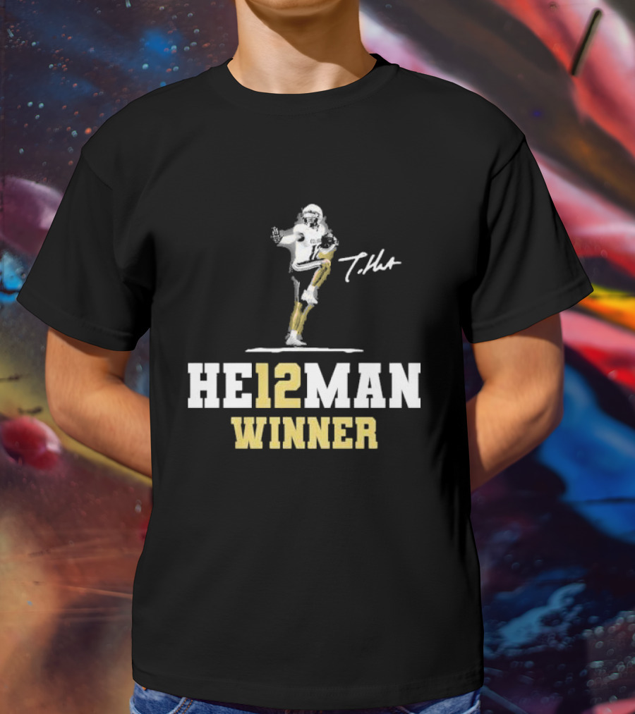 HE12MAN Winner Travis Hunter Signature Football T-Shirt