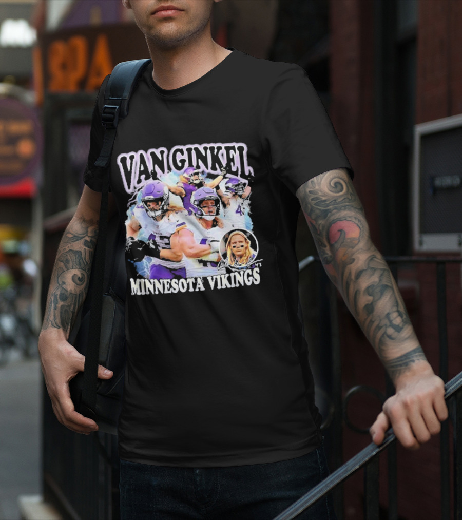 Van Ginkel Minnesota Vikings Football Action Montage T-Shirt