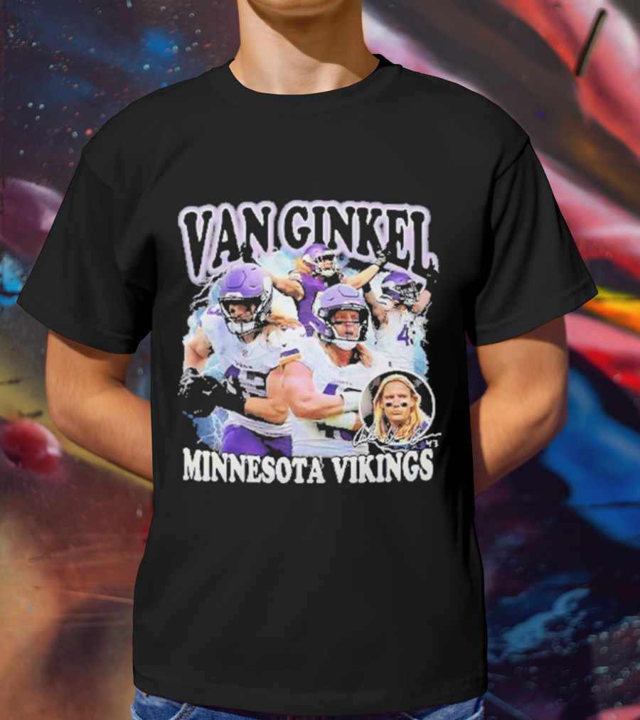 Van Ginkel Minnesota Vikings Football Action Montage T-Shirt