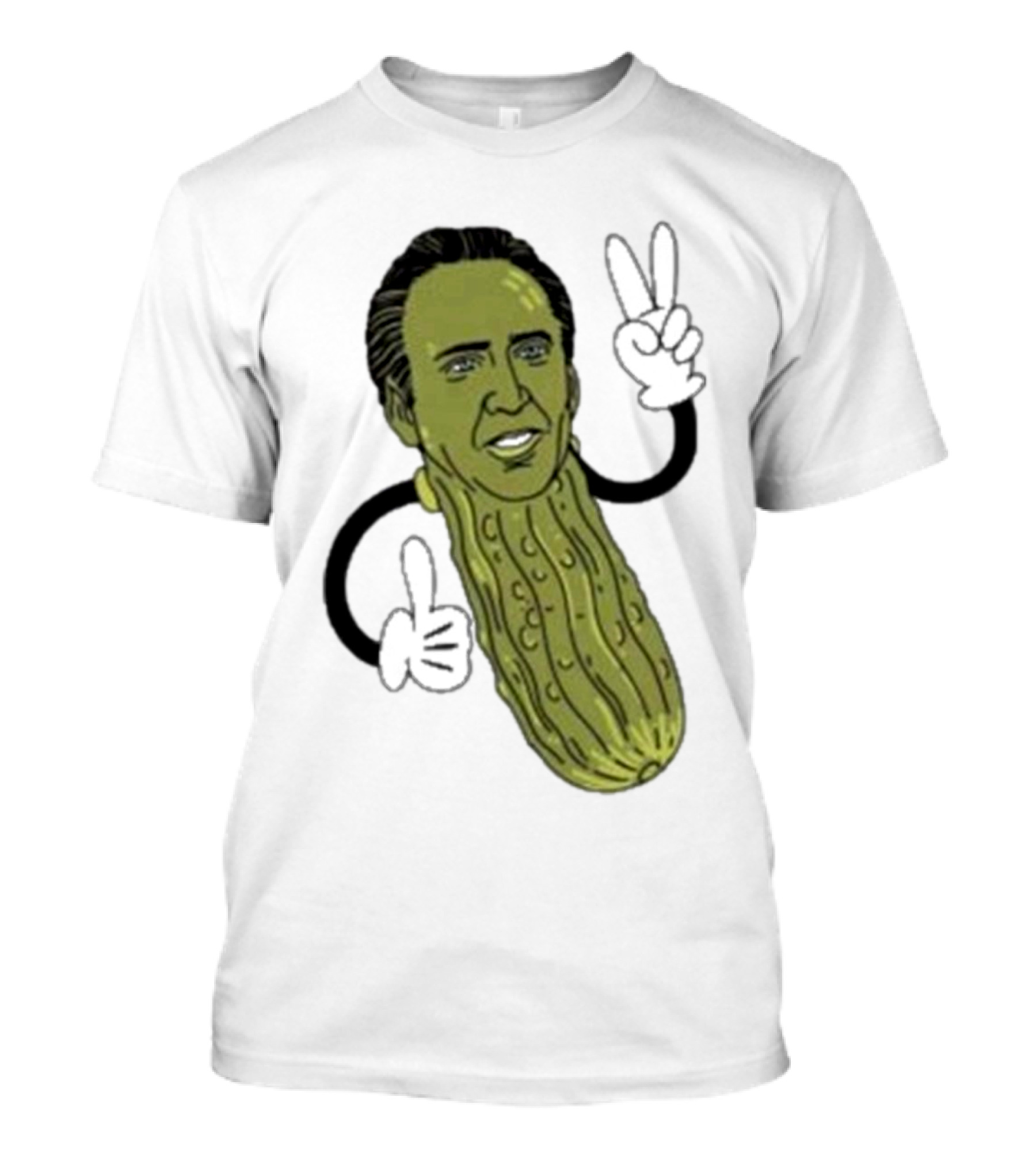 Picolas Cage Nick Cage Pickle Character With Peace Sign Christmas T-Shirt