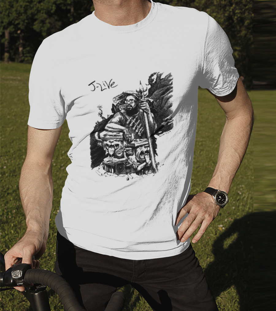 J-Live Realjlive Dan Lish Artwork Featuring Mythical Figures And Detailed T-Shirt