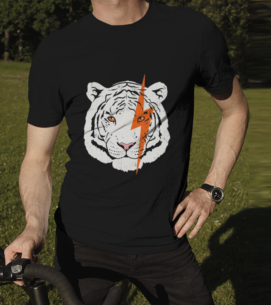 White Tiger Lightning Bolt Face T-Shirt