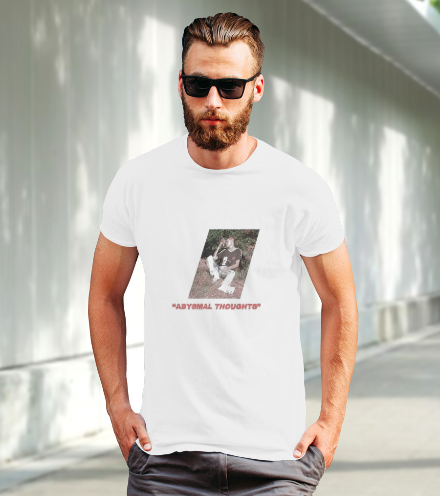 Abysmal Thoughts The Drums Album Art With Seated Figure And Nature Background T-Shirt