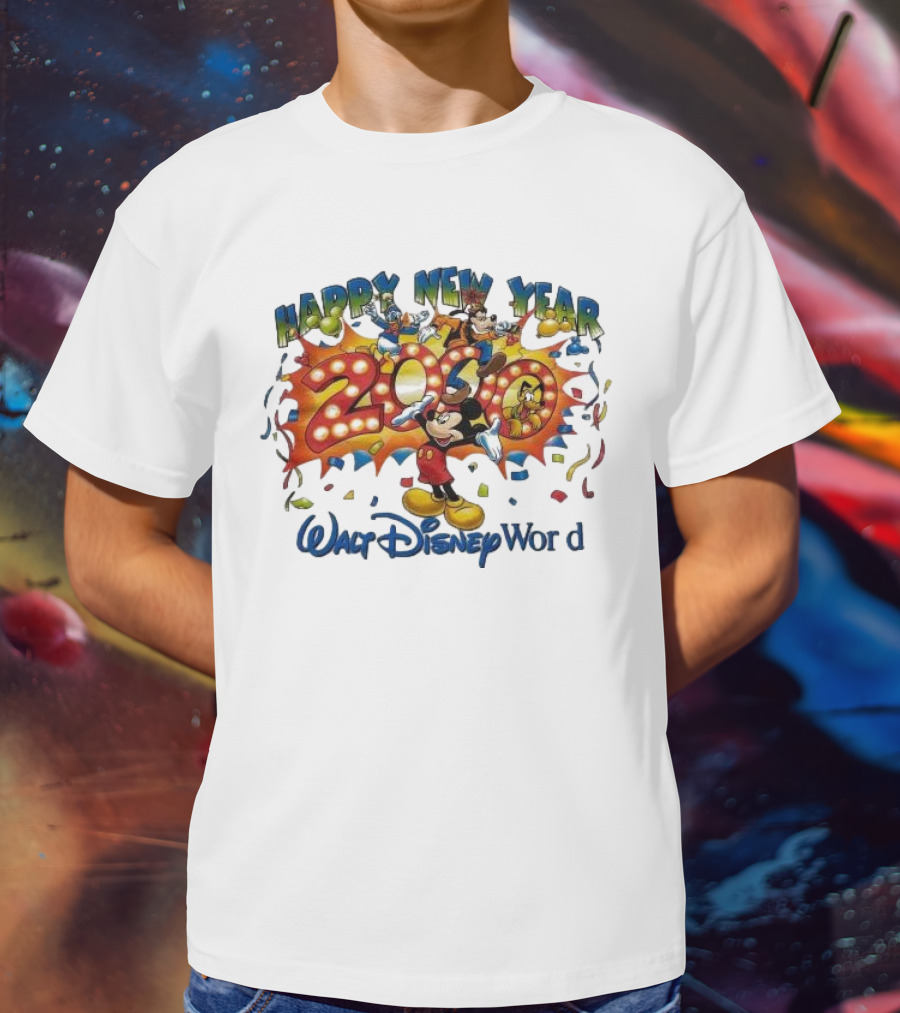 Walt Disney World Happy New Year 2000 Mickey And Friends T-Shirt