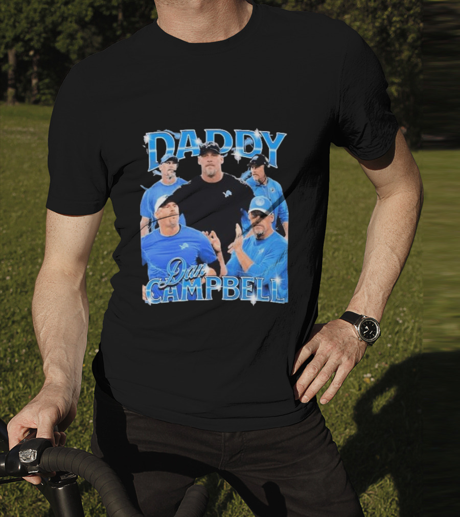 Daddy Dan Campbell Detroit Lions Football Coach Collage T-Shirt