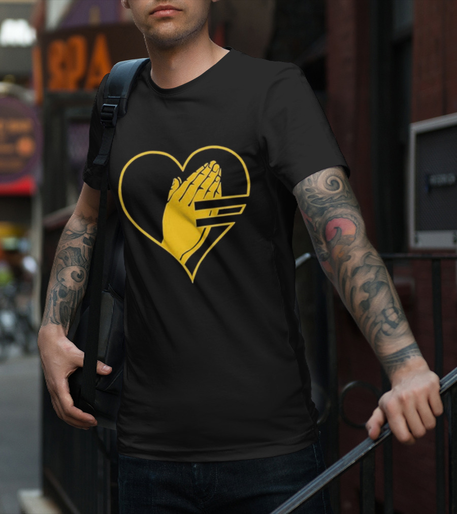 God Is Love Heart Praying Hands Yellow Equality T-Shirt