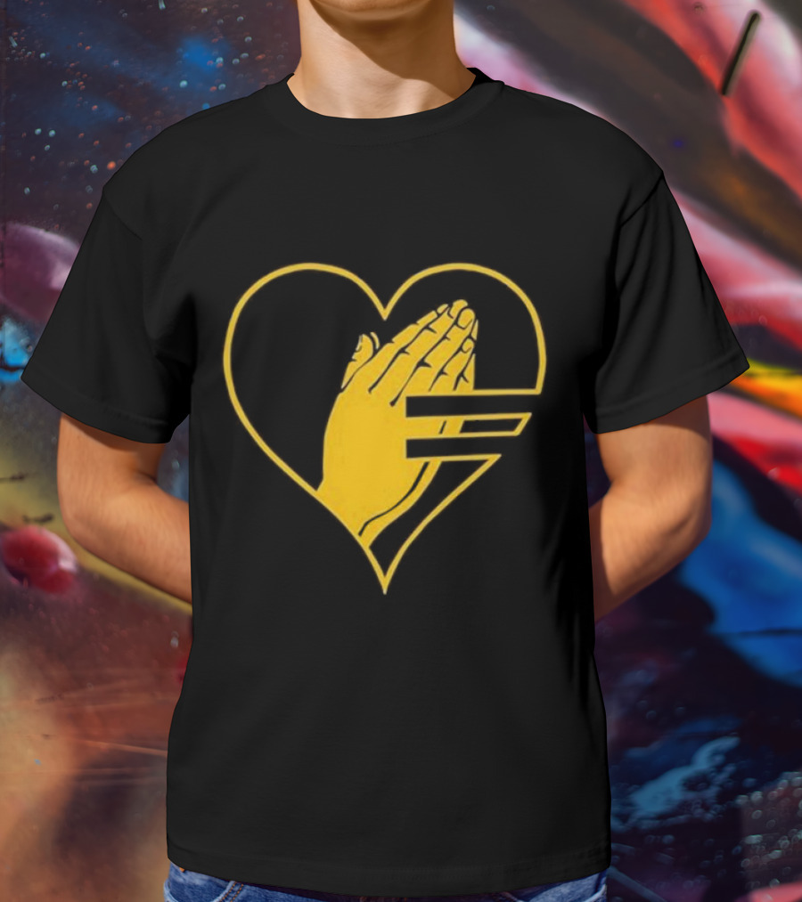 God Is Love Heart Praying Hands Yellow Equality T-Shirt