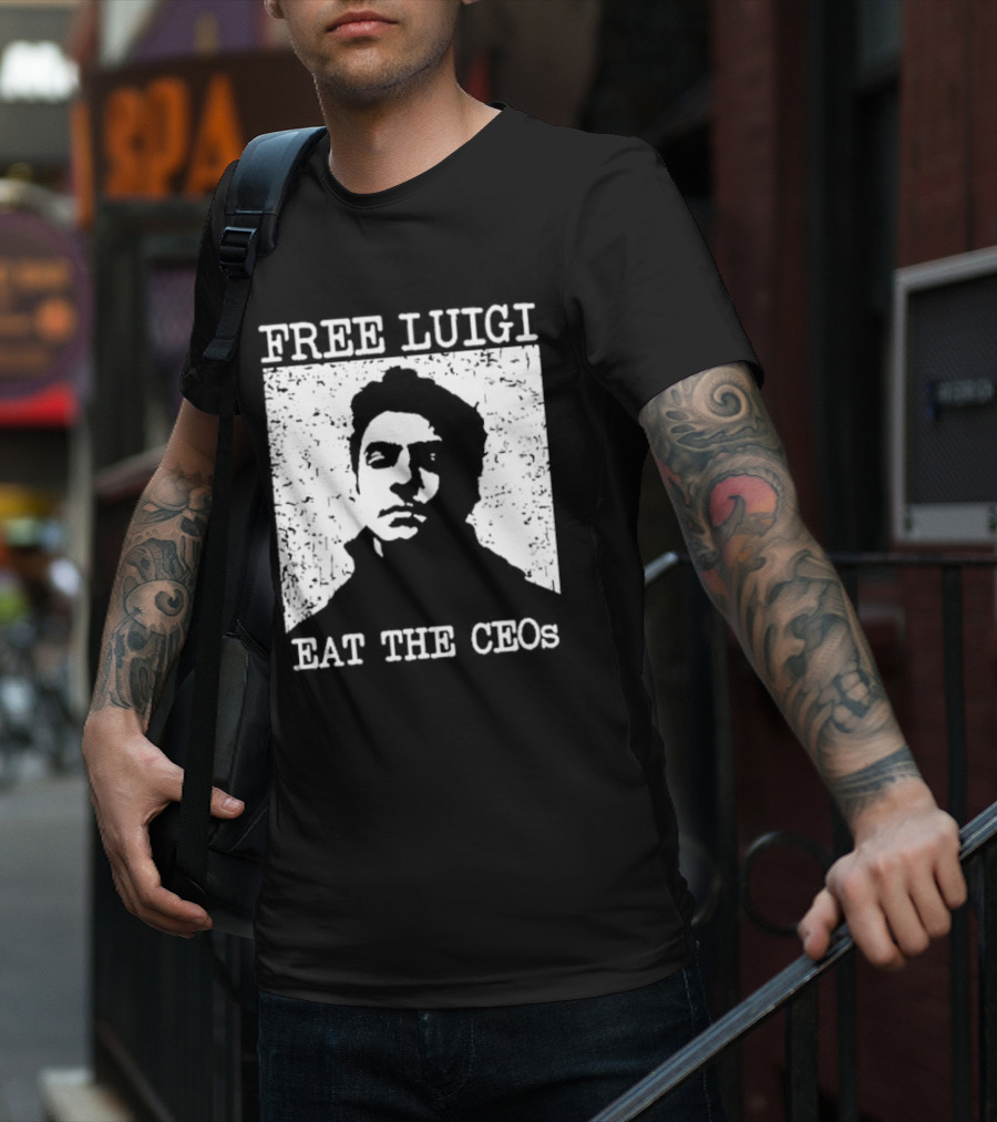 Free Luigi Eat The CEOs Stencil T-Shirt