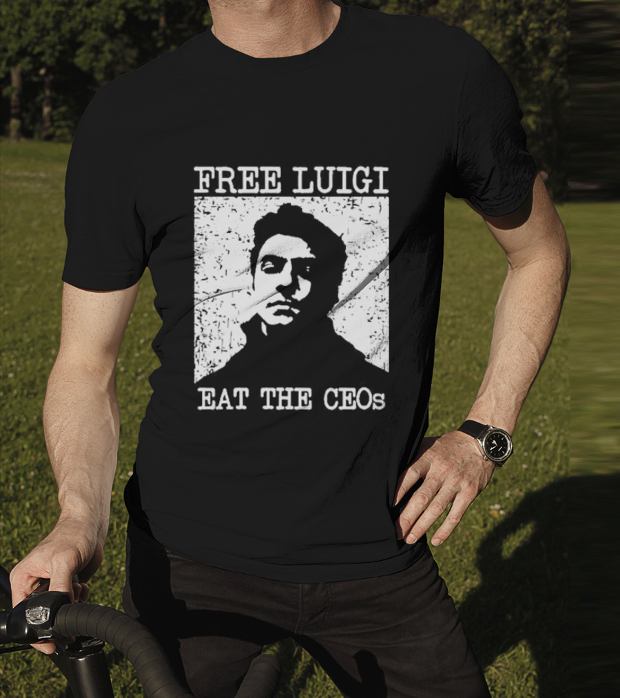 Free Luigi Eat The CEOs Stencil T-Shirt