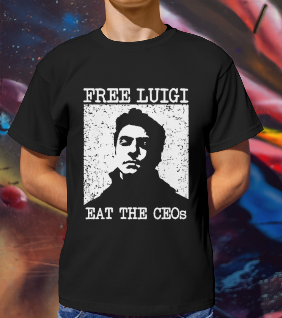 Free Luigi Eat The CEOs Stencil T-Shirt