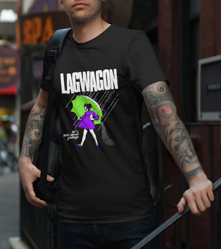 Lagwagon Let’s Talk About Feelings Green Umbrella Rain Girl Salty T-Shirt