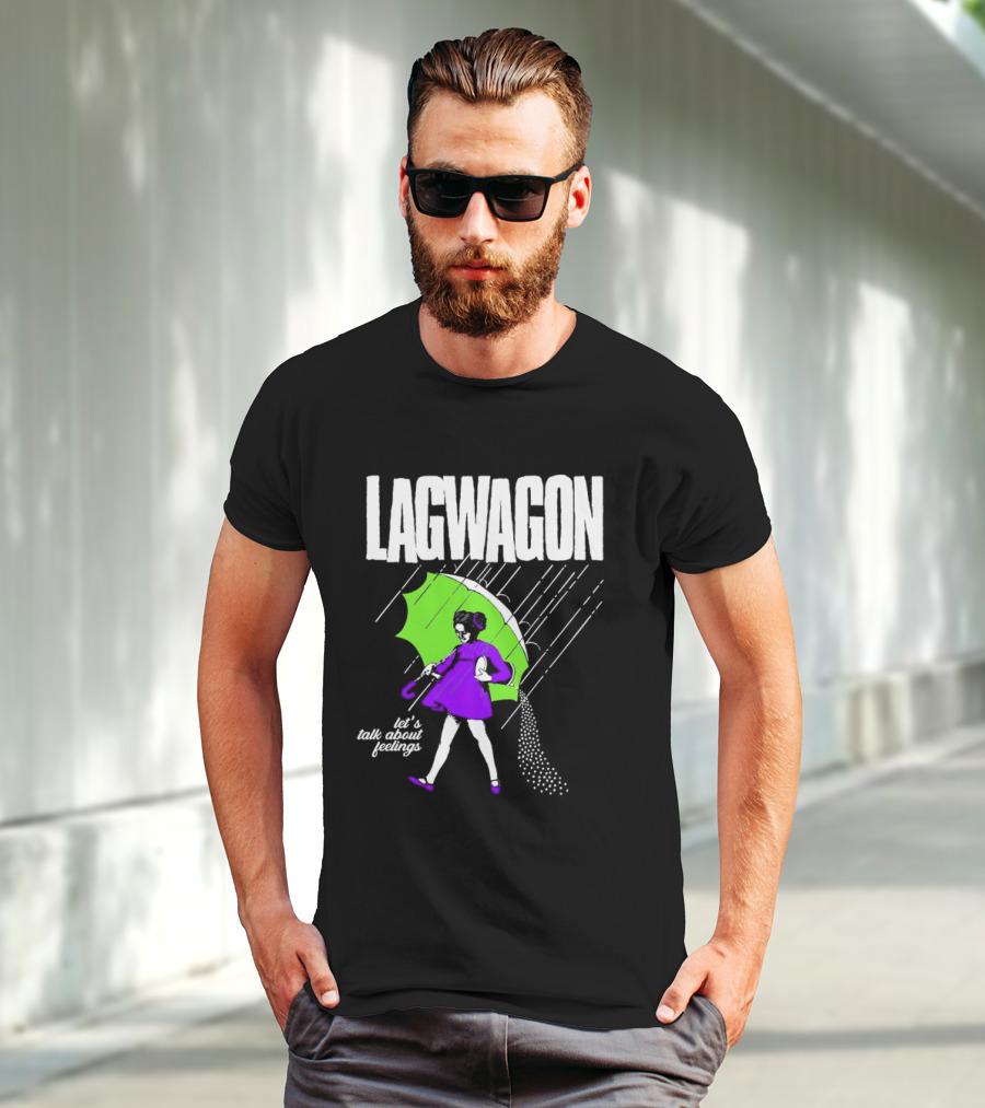 Lagwagon Let’s Talk About Feelings Green Umbrella Rain Girl Salty T-Shirt