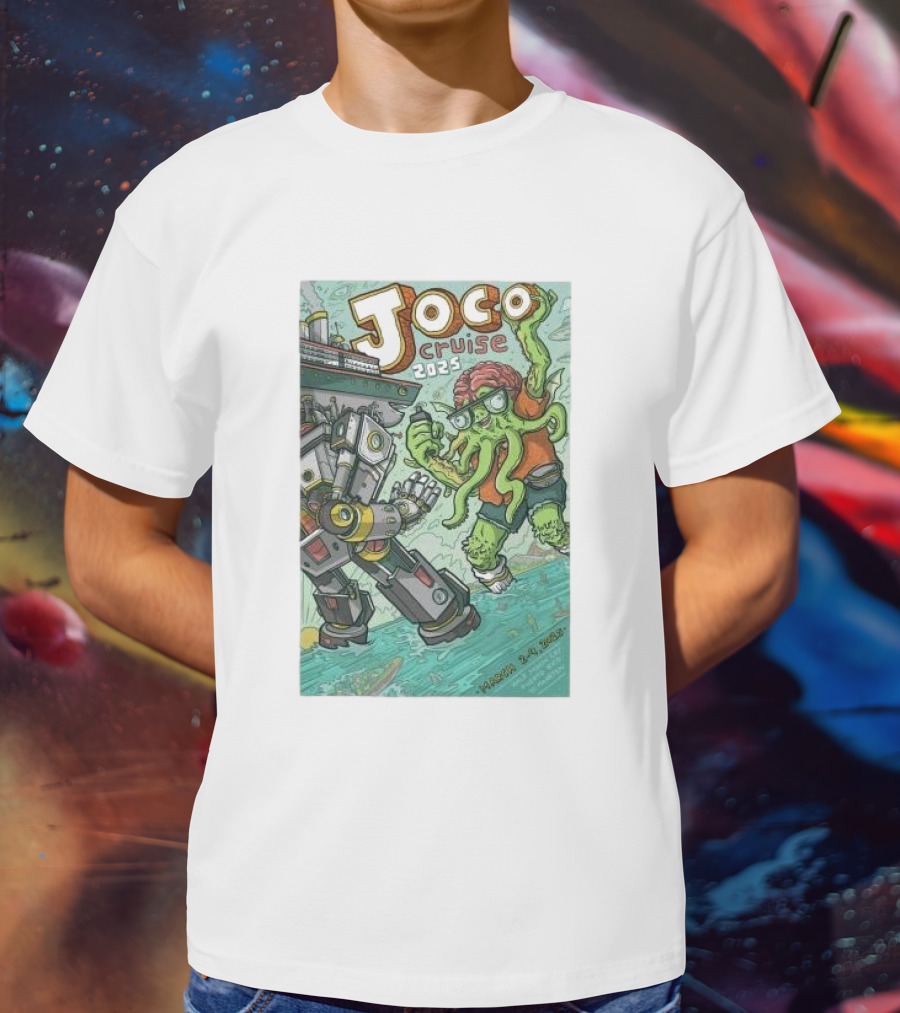 Joco Cruise 2025 Fort Lauderdale Robot Vs. Tentacle Monster March 2-9 T-Shirt