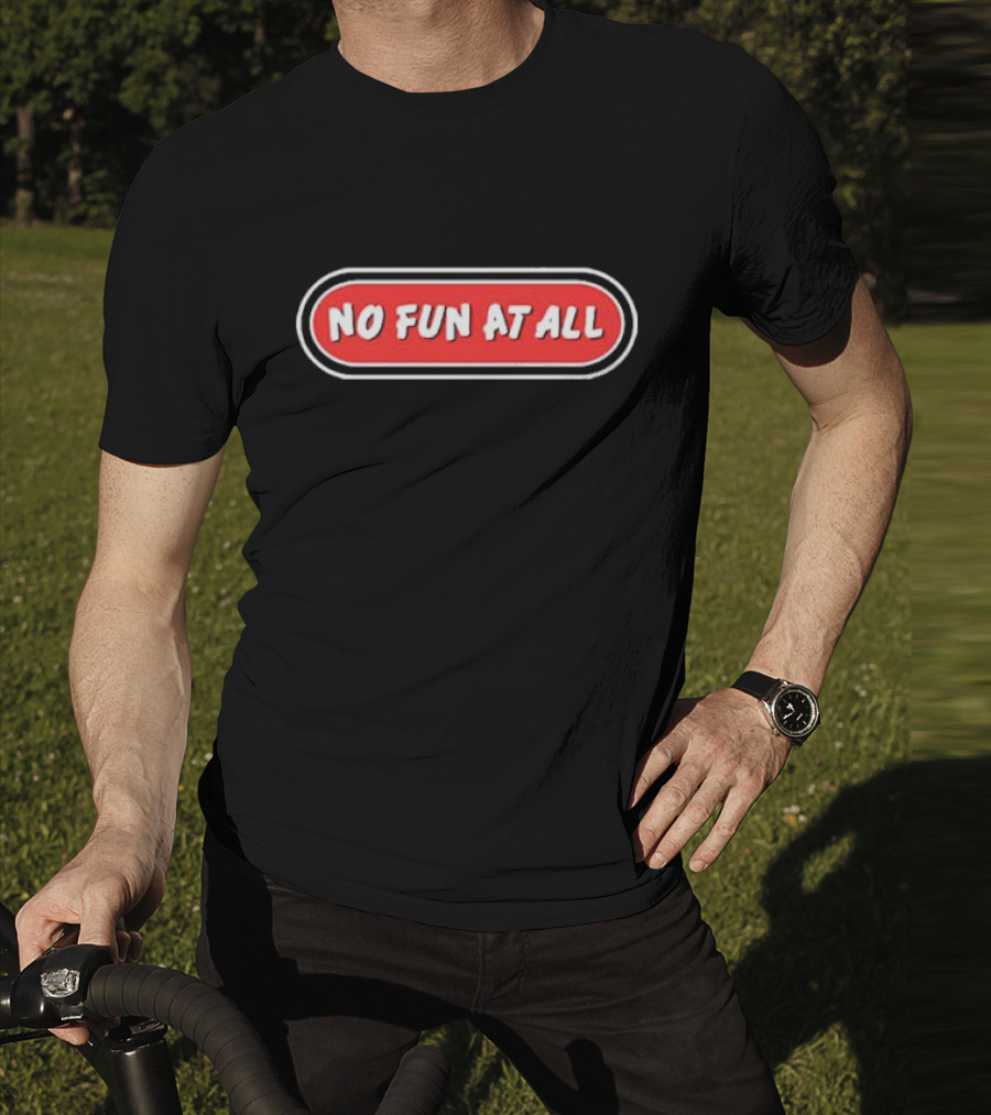 No Fun At All Classic Logo Red Oval Text T-Shirt