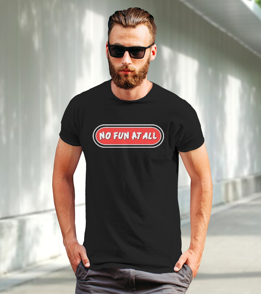 No Fun At All Classic Logo Red Oval Text T-Shirt