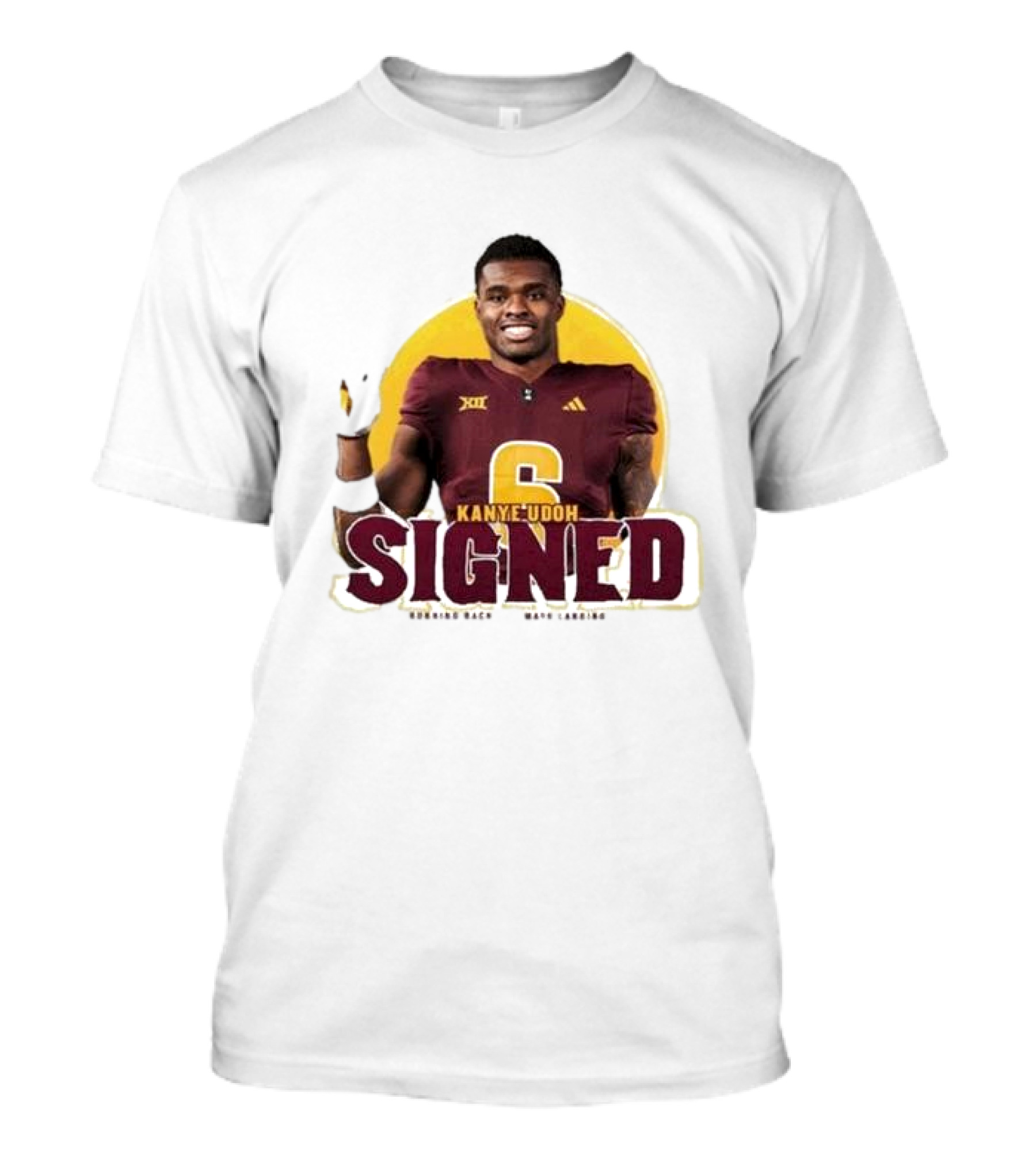 Kanye Udoh Signed Running Back Mays Landing Nj Football Player Number 6 T-Shirt