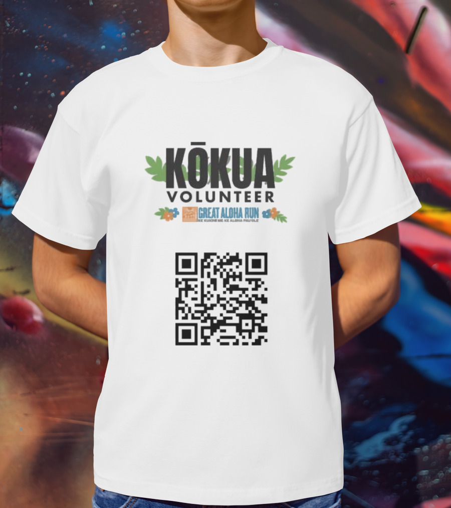 Kokua Volunteer Great Aloha Run Ke Kukinii Me Ke Aloha Pau Ole QR Code T-Shirt