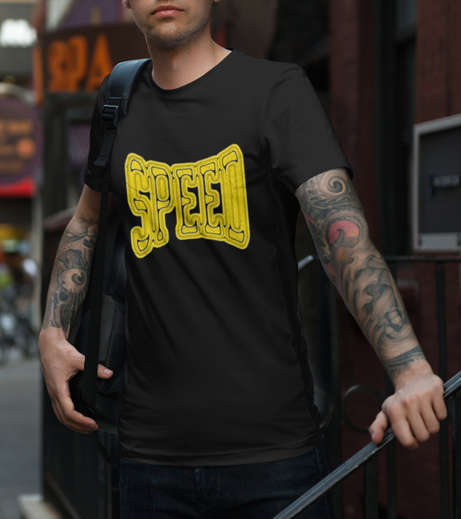 Ishowspeed Speed Gold Text Logo Bold Typography T-Shirt