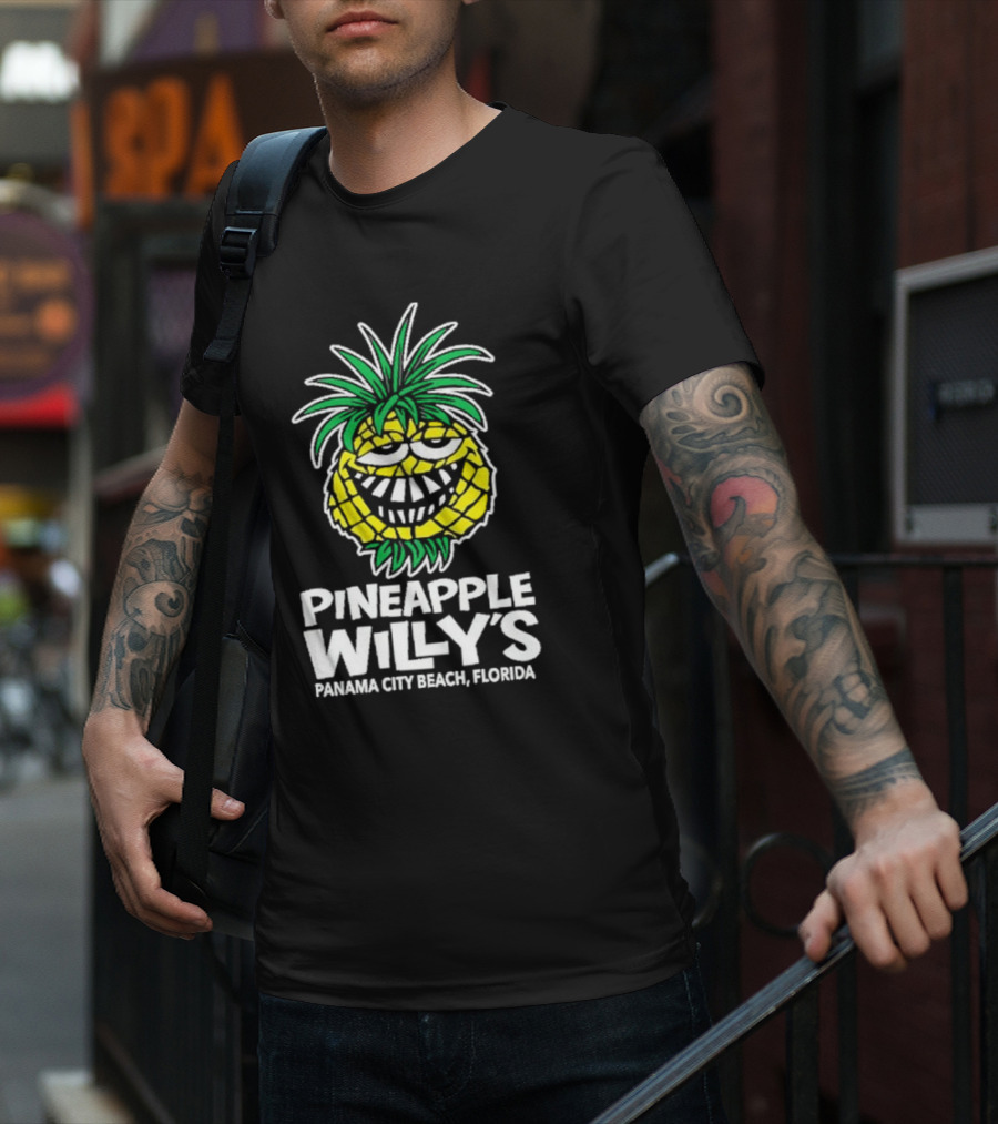 Pineapple Willy's Panama City Beach Florida Smiling Pineapple Face T-Shirt