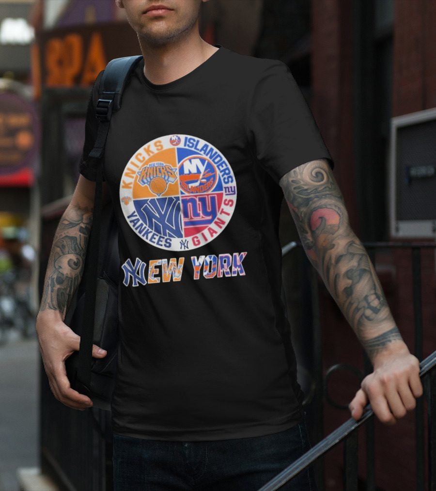 New York Knicks Islanders Yankees Giants Sports Fan Collection T-Shirt