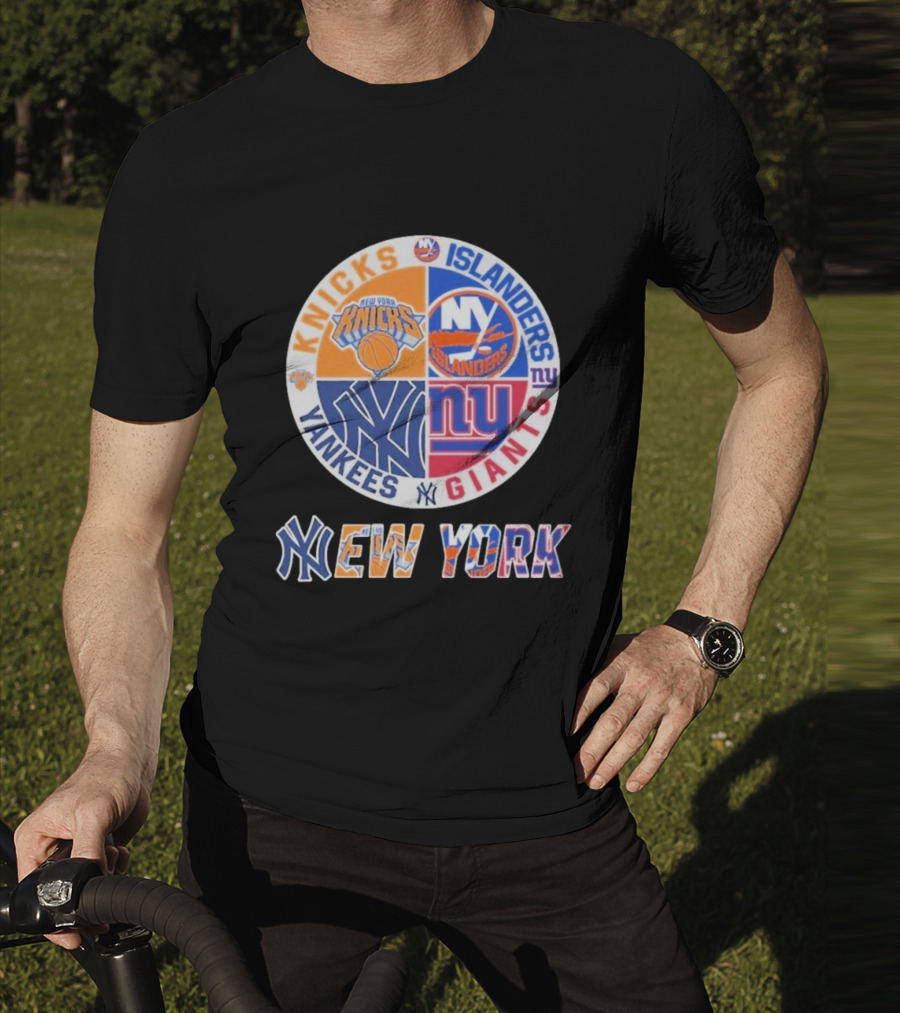 New York Knicks Islanders Yankees Giants Sports Fan Collection T-Shirt