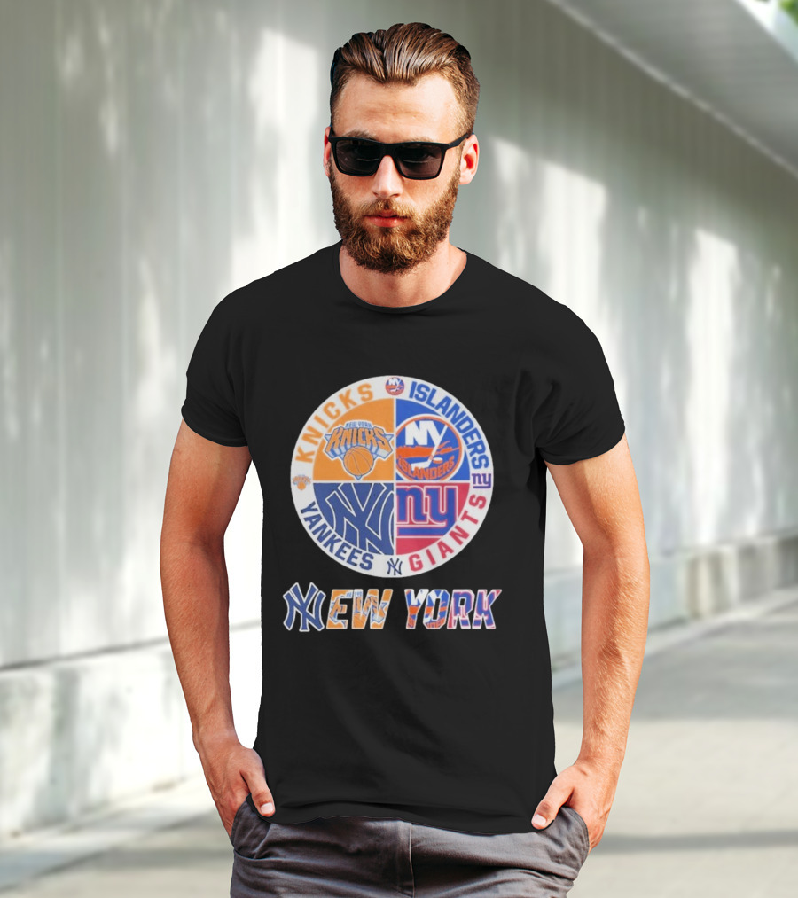 New York Knicks Islanders Yankees Giants Sports Fan Collection T-Shirt