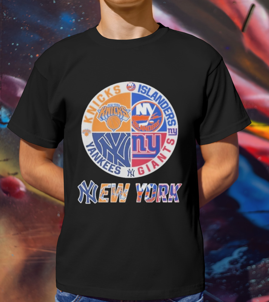 New York Knicks Islanders Yankees Giants Sports Fan Collection T-Shirt