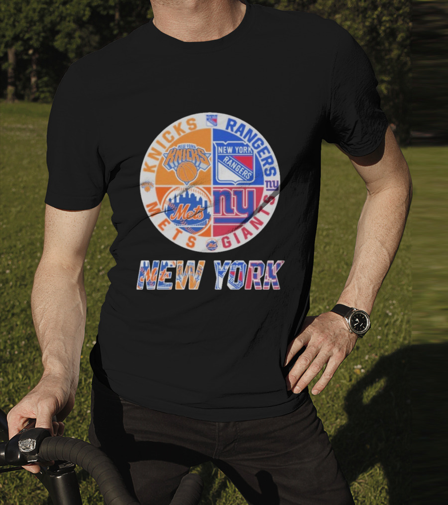 New York Knicks Rangers Mets Giants Mashup T-Shirt