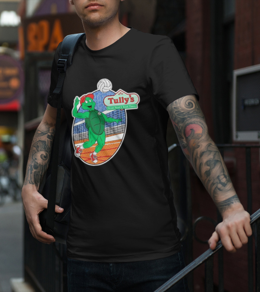 Tully’s Volleyball Great Food And Good Times Turtle Player T-Shirt