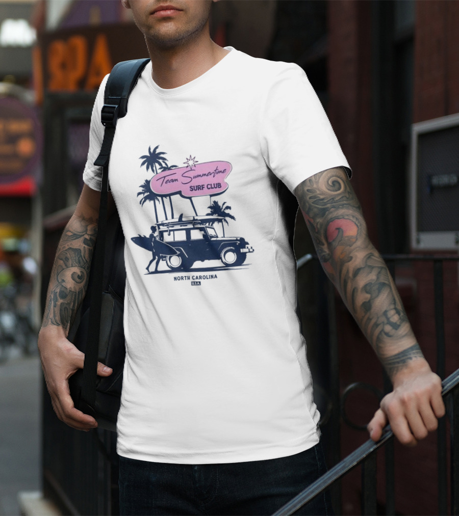 Team Summertime Surf Club Jeep Adventure North Carolina USA T-Shirt