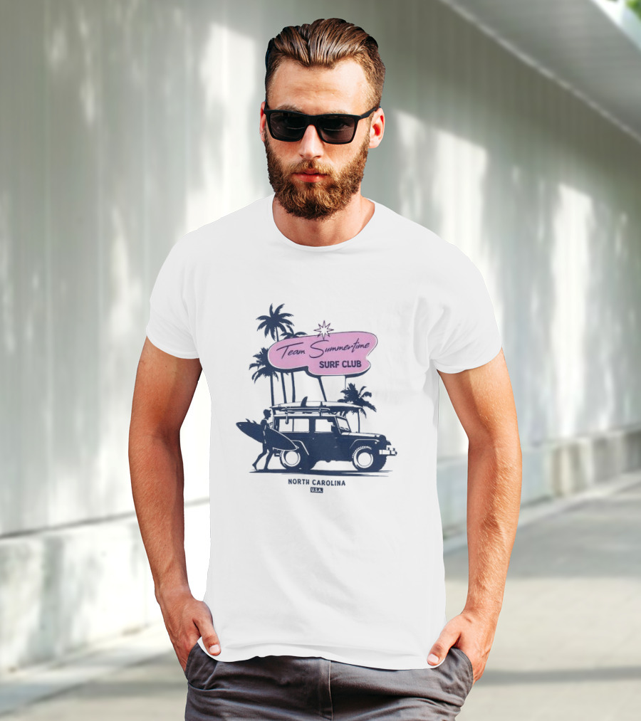 Team Summertime Surf Club Jeep Adventure North Carolina USA T-Shirt