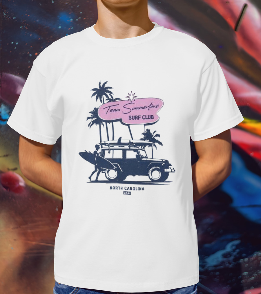 Team Summertime Surf Club Jeep Adventure North Carolina USA T-Shirt