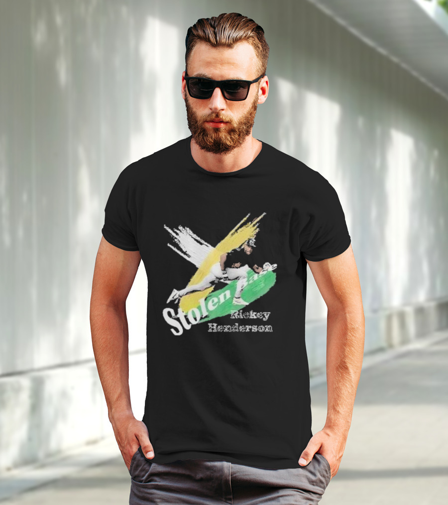 Rickey Henderson Stolen Base Dynamic Action T-Shirt