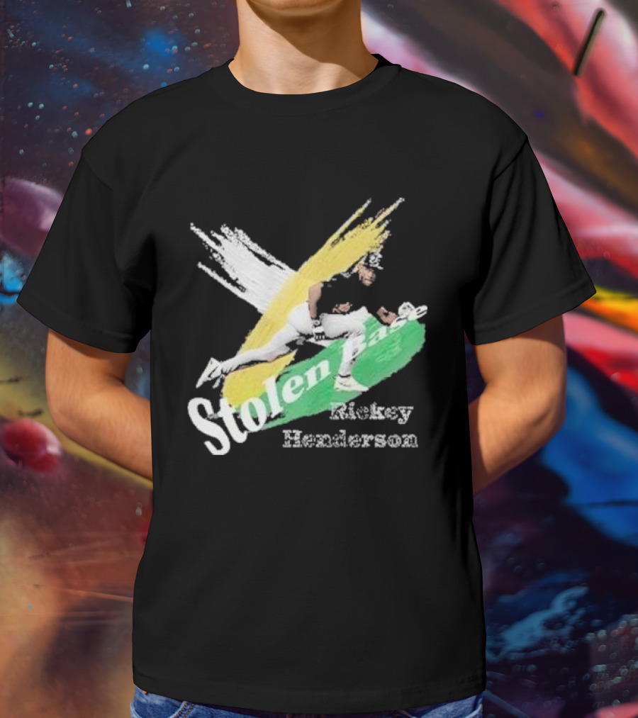 Rickey Henderson Stolen Base Dynamic Action T-Shirt