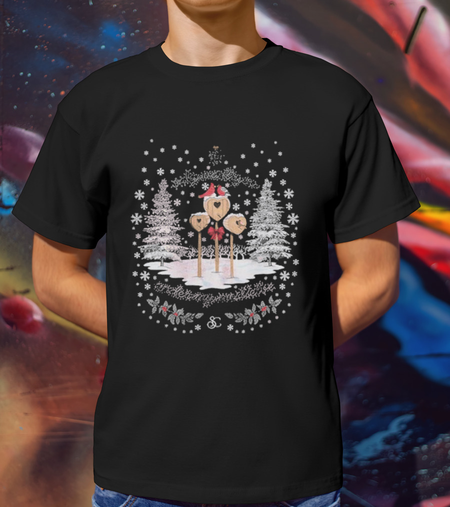 Sabrina Carpenter A Nonsense Christmas Snowy Trees And Heart Decorations T-Shirt