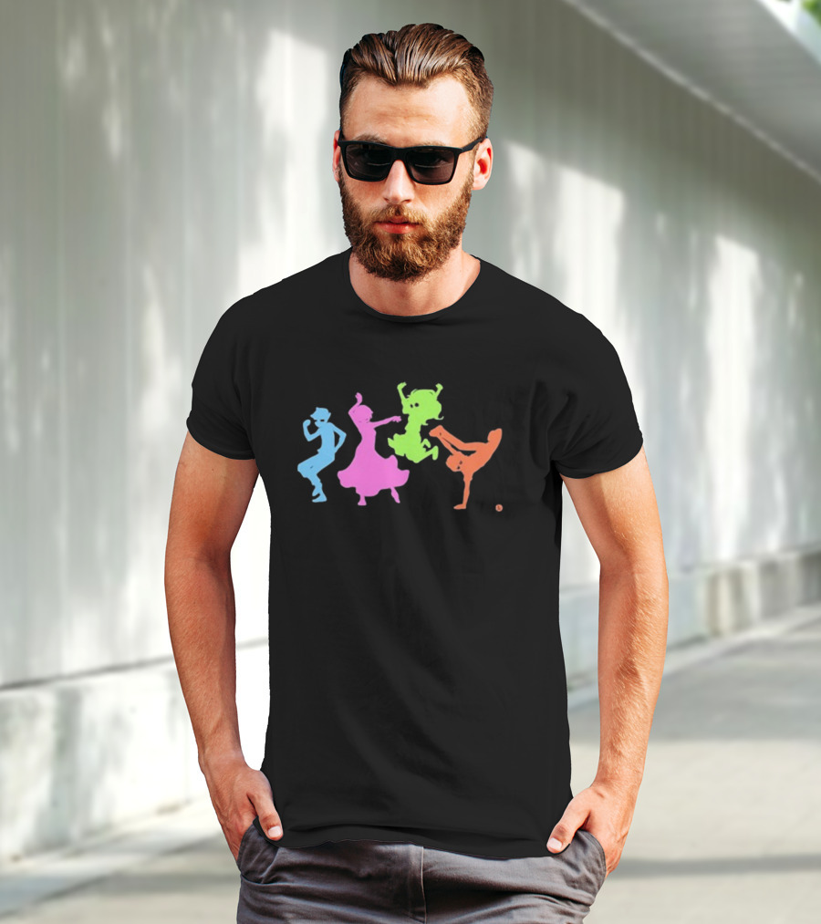 Topatoco Dance Neon Silhouettes Of Four Characters In Motion T-Shirt