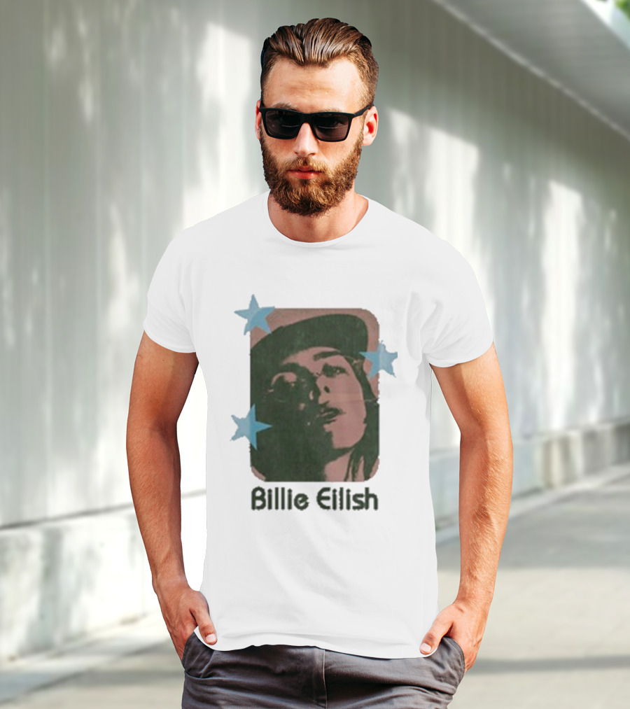 Billie Eilish Vintage Portrait With Stars T-Shirt