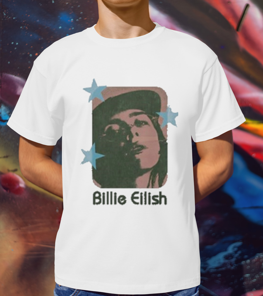 Billie Eilish Vintage Portrait With Stars T-Shirt