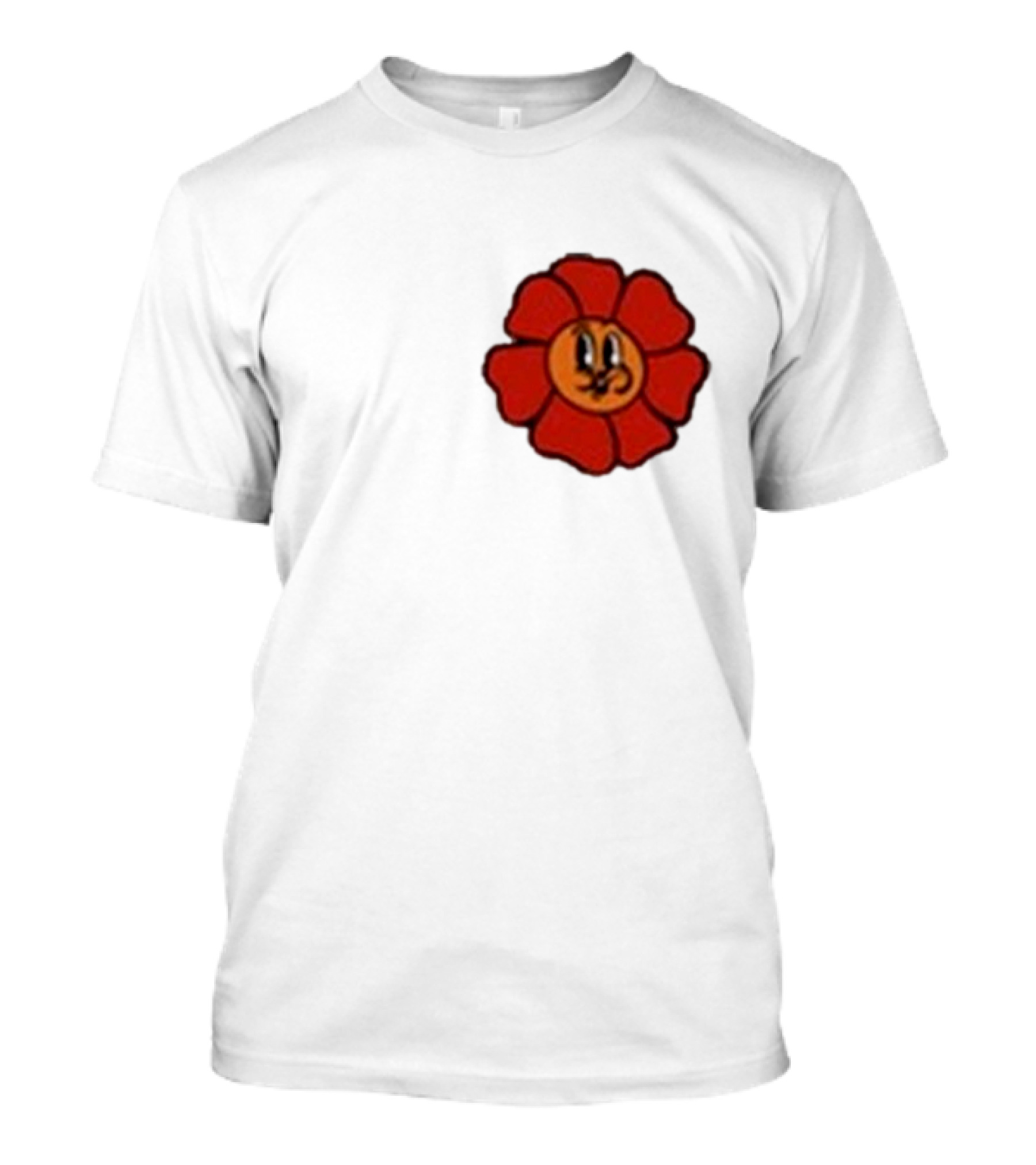 Ludwig Mogul Mogi Red Flower Cartoon Face T-Shirt