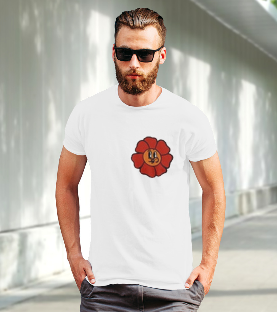 Ludwig Mogul Mogi Red Flower Cartoon Face T-Shirt