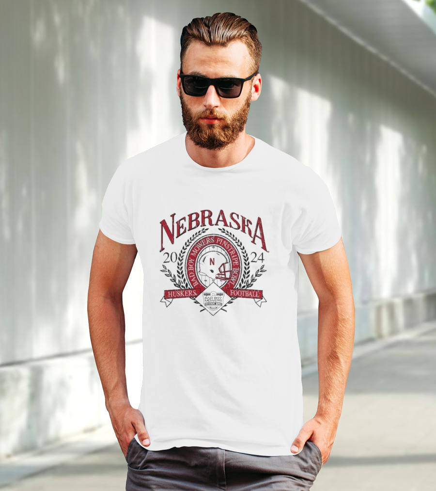 Nebraska Huskers Football Bad Boy Mowers Pinstripe Bowl T-Shirt