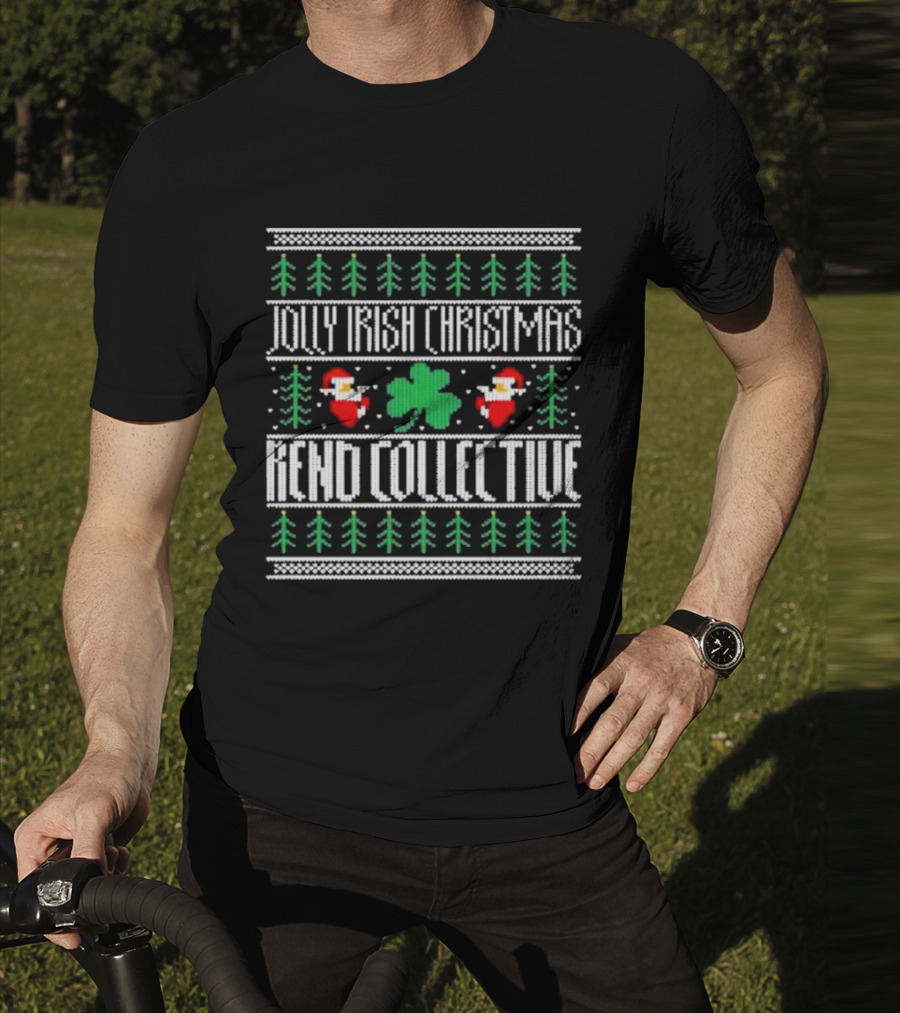 Jolly Irish Christmas With Santa And Shamrock Rend Collective T-Shirt