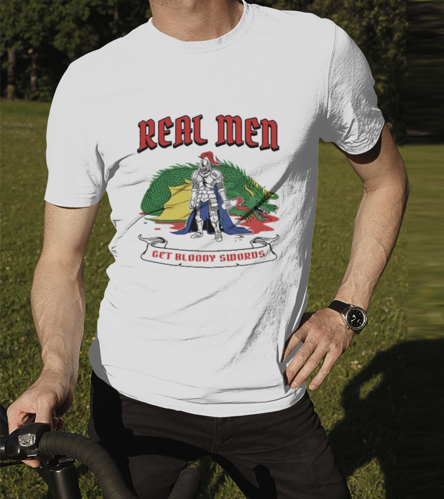 Real Men Get Bloody Swords Knight And Dragon T-Shirt