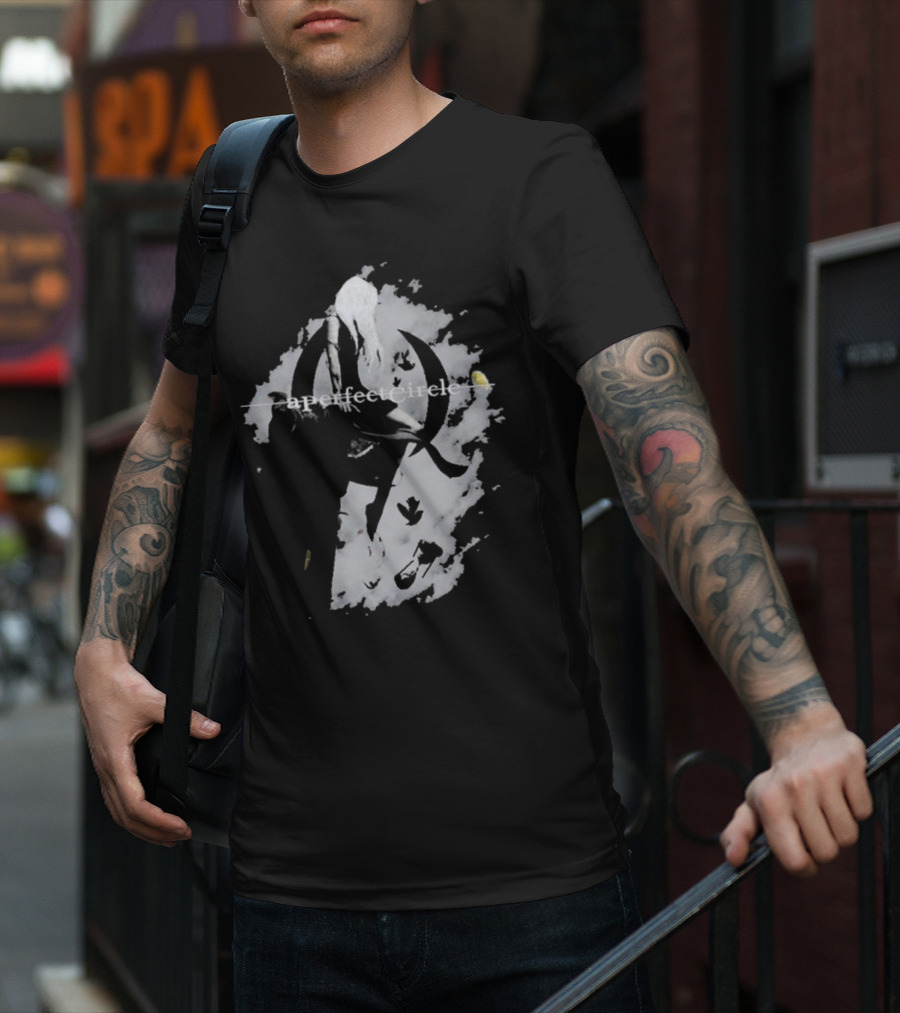 A Perfect Circle Grunge Style Angel Figure With Crescent T-Shirt